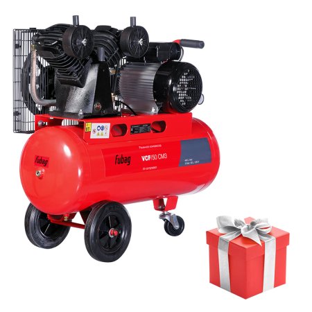 FUBAG Ременной одноступенчатый компрессор VCF/50 CM3 + Катушка с резиновым шлангом с разъемами рапид в ПОДАРОК FUBAG Ременной одноступенчатый компрессор VCF/50 CM3 + Катушка с резиновым шлангом с разъемами рапид в ПОДАРОК