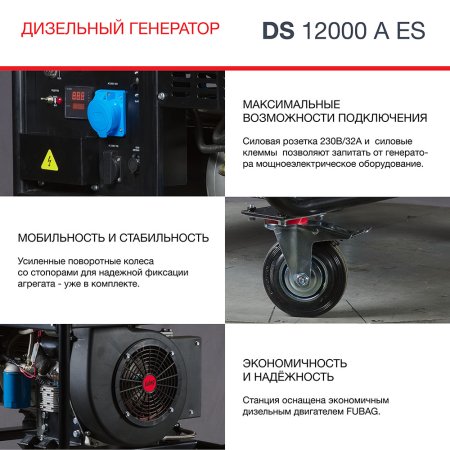 FUBAG Дизельный генератор с электростартером и коннектором автоматики DS 12000 A ES в Петрозаводске фото
