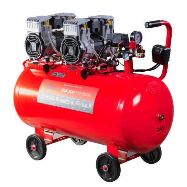 Компрессор воздушный безмасляный малошумный FUBAG OLS 500/100 CM2х2 + Набор пневмоинструмента (5 предметов) в ПОДАРОК в Петрозаводске фото