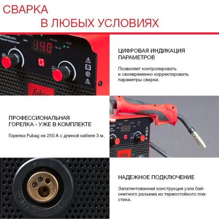 FUBAG Сварочный полуавтомат IRMIG 180 SYN с горелкой 250 А 3 м в комплекте в Петрозаводске фото