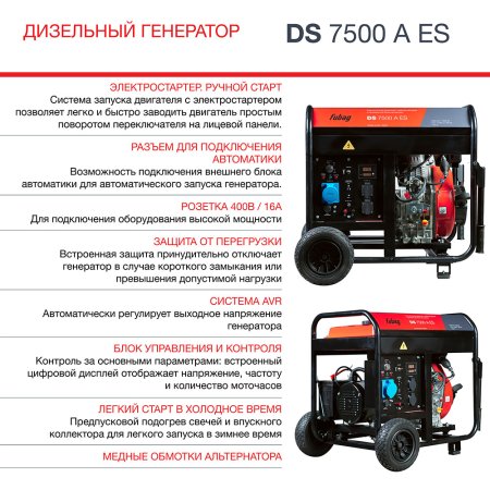 Дизельный генератор FUBAG DS 7500 A ES с электростартером и коннектором автоматики в Петрозаводске фото