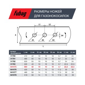 Нож для аккумуляторных газонокосилок FUBAG 38 см в Петрозаводске фото